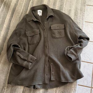 Aerie Lumberjane Waffleshirt, olive green, medium size